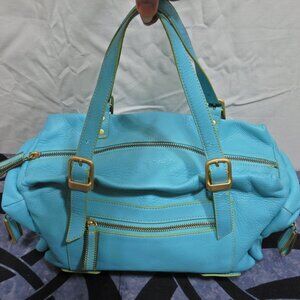 Vintage Sondra Roberts Teal Leather Satchel Bag